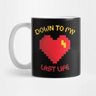 Down To My Last Life Retro Video Game Pixel Heart Mug